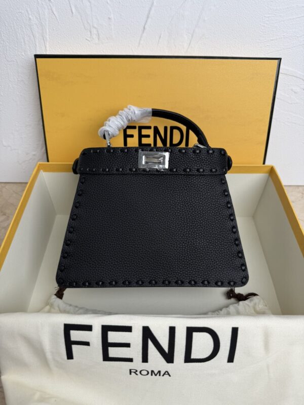 Black Small Peekaboo ISeeU Textured Calfskin Handbag