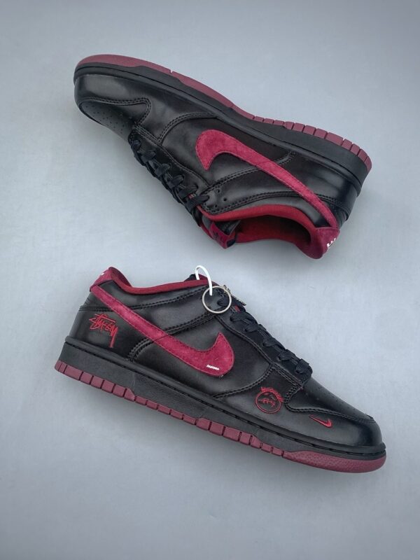 sy_no_19F333D0B114599B521B3396C295FED7_8 Nike Dunk Low Custom x Stüssy “Black / Burgundy” Sneakers