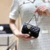 Chanel 25A Classic Flap (CF) Series Mini Matelassé Lambskin Bag with Pearl Charm (Shoulder/Crossbody)
