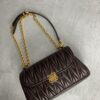 sy_no_1AC760849A8D20E53455D43CB051CE46_4 Miu Miu Matelassé Ruched Leather Flap Shoulder / Crossbody Bag — Heather Brown