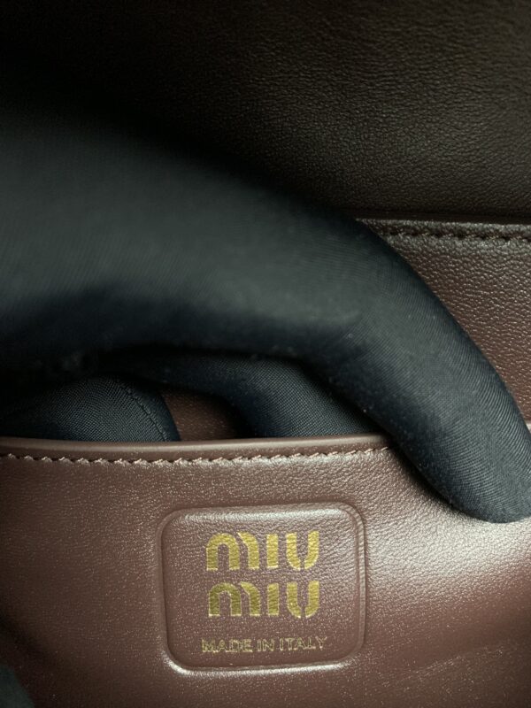 sy_no_1AC760849A8D20E53455D43CB051CE46_8 Miu Miu Matelassé Ruched Leather Flap Shoulder / Crossbody Bag — Heather Brown