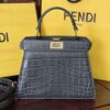 sy_no_1B485795B6BE0281FAF3466638965DE1_1 Fendi Peekaboo Crocodile-Embossed Leather Bag – Dark Gray