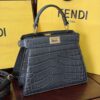 sy_no_1B485795B6BE0281FAF3466638965DE1_2 Fendi Peekaboo Crocodile-Embossed Leather Bag – Dark Gray
