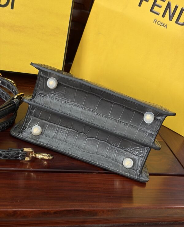 sy_no_1B485795B6BE0281FAF3466638965DE1_3 Fendi Peekaboo Crocodile-Embossed Leather Bag – Dark Gray
