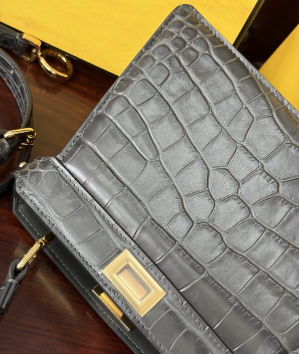 sy_no_1B485795B6BE0281FAF3466638965DE1_5 Fendi Peekaboo Crocodile-Embossed Leather Bag – Dark Gray