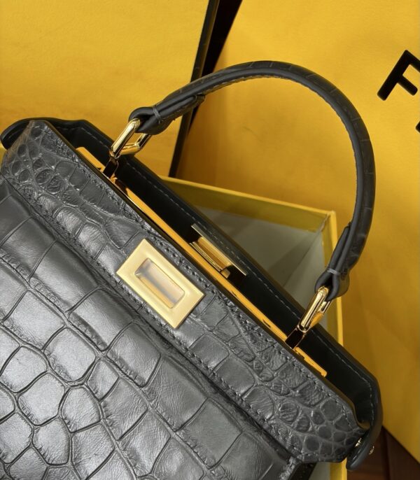 sy_no_1B485795B6BE0281FAF3466638965DE1_6 Fendi Peekaboo Crocodile-Embossed Leather Bag – Dark Gray