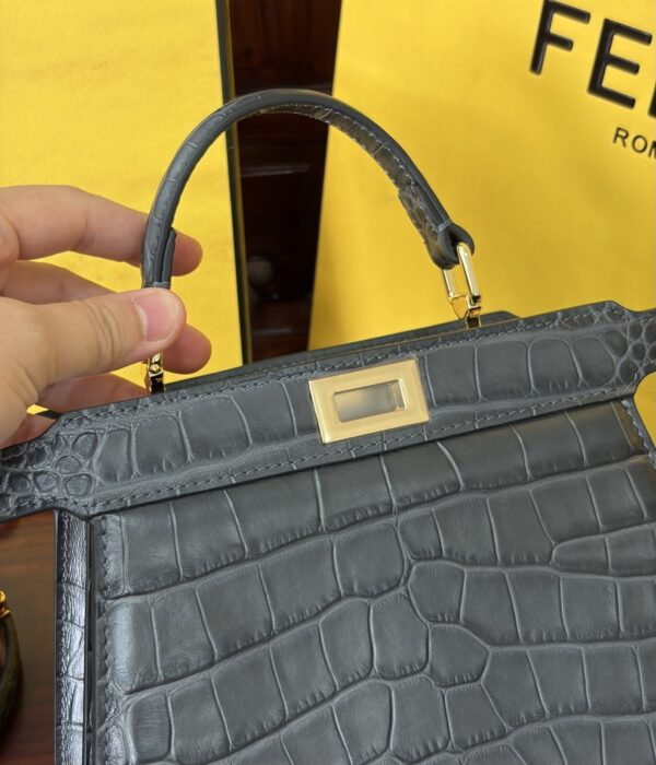sy_no_1B485795B6BE0281FAF3466638965DE1_7 Fendi Peekaboo Crocodile-Embossed Leather Bag – Dark Gray