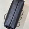 Beige Canvas & Black Quilted Leather Tote Bag