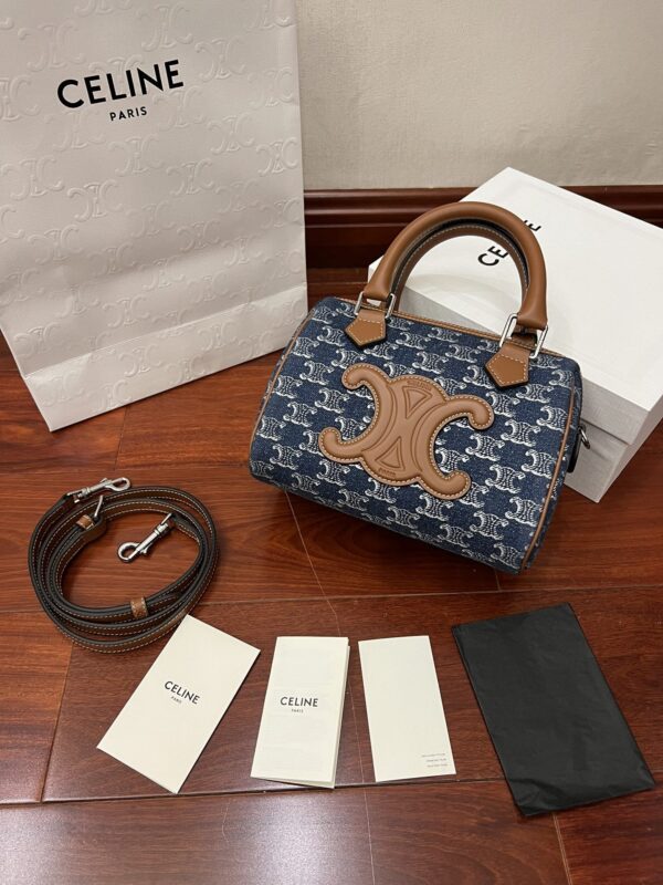 sy_no_1C49104C5EE8D400C51BFE14D2D4F398_0 CELINE Triomphe Denim Boston Bag