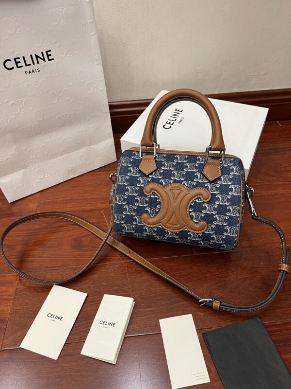 sy_no_1C49104C5EE8D400C51BFE14D2D4F398_1 CELINE Triomphe Denim Boston Bag