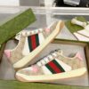 sy_no_1C75025ABE42E338EE5C9FDF3A73EDF2_3 Gucci Screener Sneaker in Beige GG Canvas & White with Pink Accents & Double G Logo