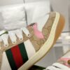 sy_no_1C75025ABE42E338EE5C9FDF3A73EDF2_7 Gucci Screener Sneaker in Beige GG Canvas & White with Pink Accents & Double G Logo
