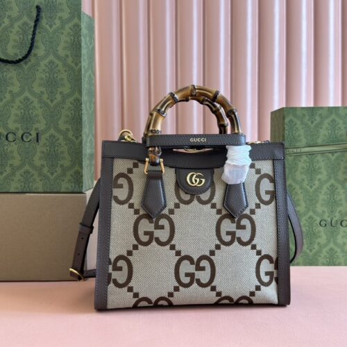 sy_no_1D97BA4D384A9822E0390E45AE69F35D_0 Gucci Diana Small Bamboo Top Handle Bag – Brown Canvas & Black Leather