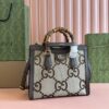 Gucci Diana Small Bamboo Top Handle Bag – Brown Canvas & Black Leather