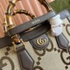 Gucci Diana Small Bamboo Top Handle Bag – Brown Canvas & Black Leather