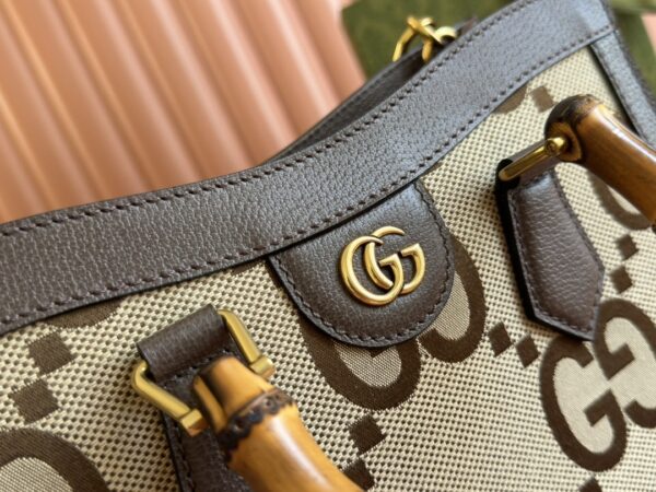 Gucci Diana Small Bamboo Top Handle Bag – Brown Canvas & Black Leather