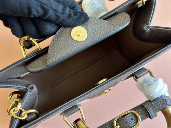Gucci Diana Small Bamboo Top Handle Bag – Brown Canvas & Black Leather