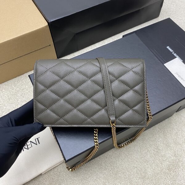 YSL Becky Quilted Chain Bag – Black & Moss Green