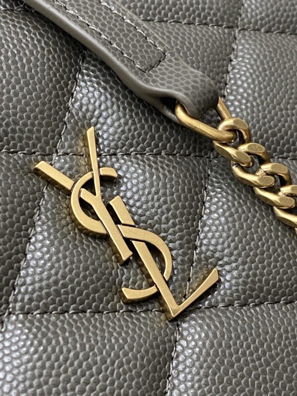 YSL Becky Quilted Chain Bag – Black & Moss Green