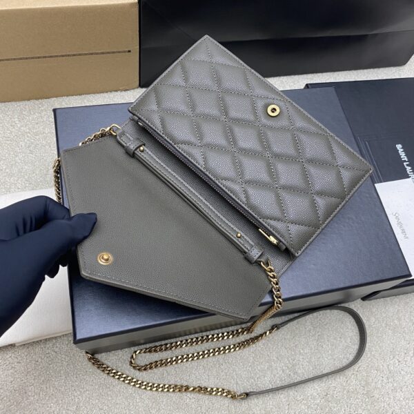 YSL Becky Quilted Chain Bag – Black & Moss Green