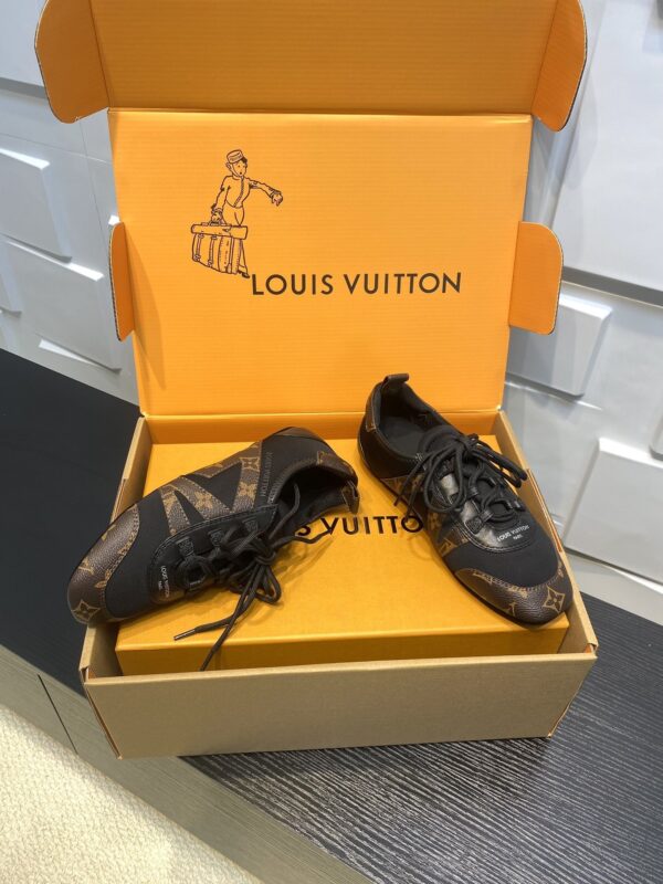 sy_no_214894756FD64C56D955F30EEC8BD13A_2 Louis Vuitton Sneakerina Monogram Canvas & Black Mesh Thin-Sole Sneakers
