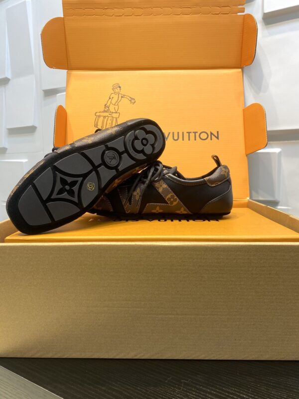 sy_no_214894756FD64C56D955F30EEC8BD13A_5 Louis Vuitton Sneakerina Monogram Canvas & Black Mesh Thin-Sole Sneakers