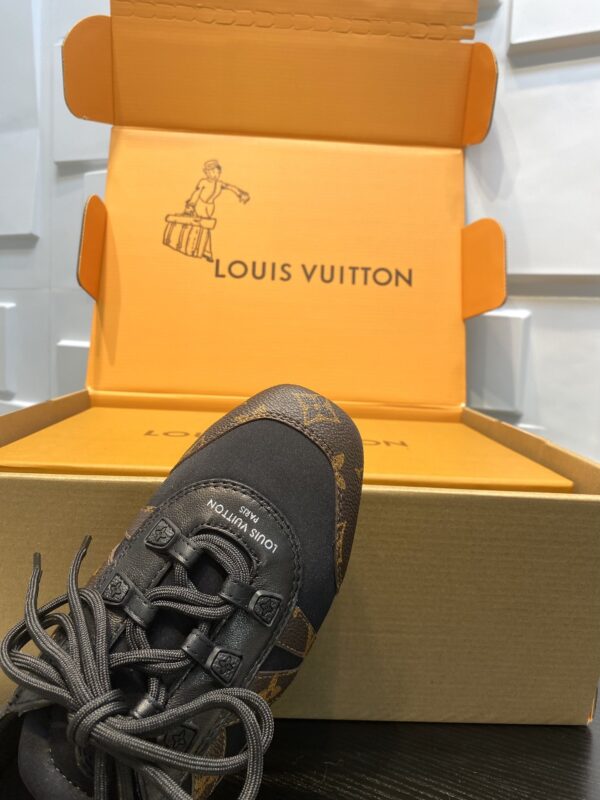 sy_no_214894756FD64C56D955F30EEC8BD13A_6 Louis Vuitton Sneakerina Monogram Canvas & Black Mesh Thin-Sole Sneakers