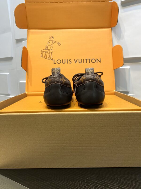sy_no_214894756FD64C56D955F30EEC8BD13A_7 Louis Vuitton Sneakerina Monogram Canvas & Black Mesh Thin-Sole Sneakers