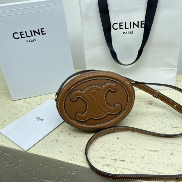 sy_no_2222614781C0794A9922930147CFEAF9_0 Brown Triomphe Small Oval Crossbody Bag