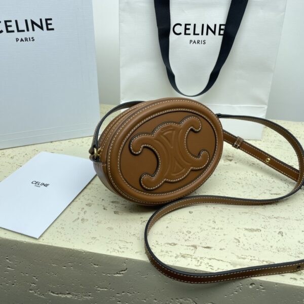 sy_no_2222614781C0794A9922930147CFEAF9_2 Brown Triomphe Small Oval Crossbody Bag