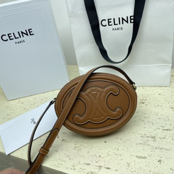 sy_no_2222614781C0794A9922930147CFEAF9_3 Brown Triomphe Small Oval Crossbody Bag