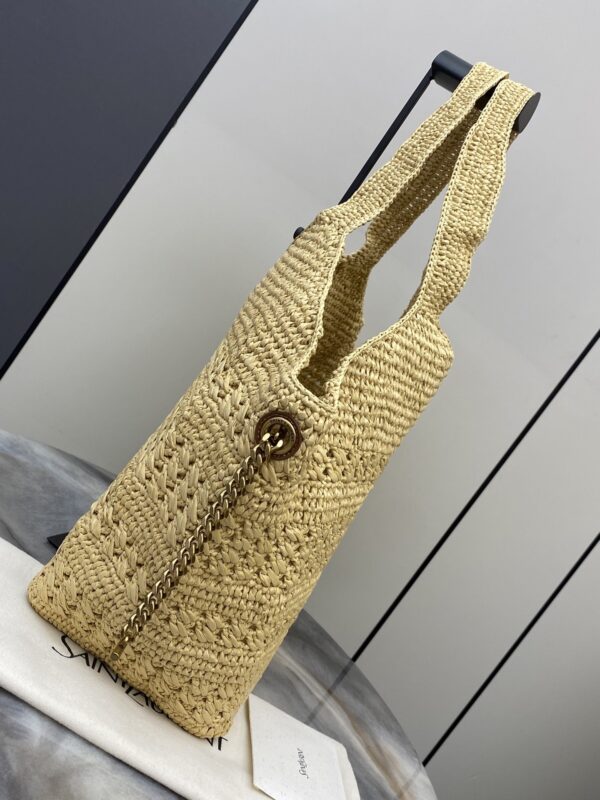 sy_no_223BD04B698EDE153F89A185C778EC57_2 YSL Small Icare Woven Tote – Beige & Gold