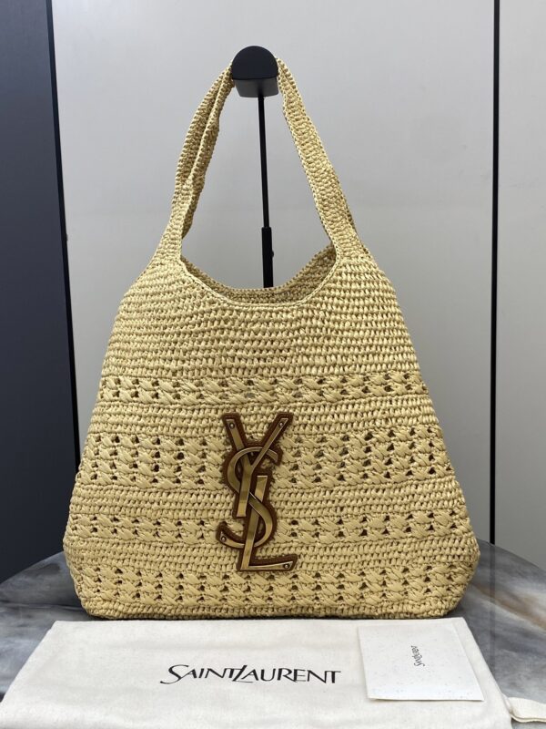 sy_no_223BD04B698EDE153F89A185C778EC57_4 YSL Small Icare Woven Tote – Beige & Gold