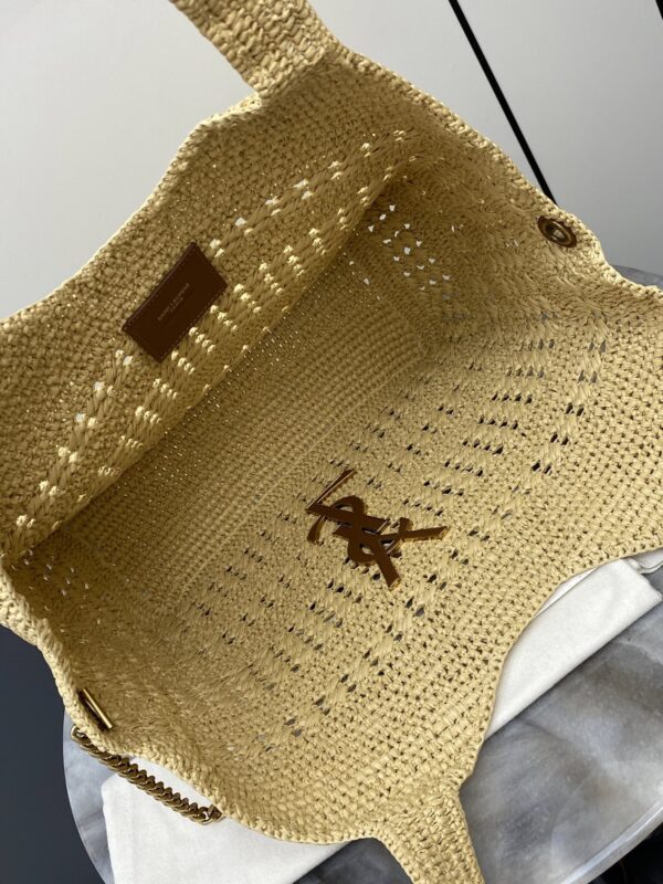 sy_no_223BD04B698EDE153F89A185C778EC57_7 YSL Small Icare Woven Tote – Beige & Gold