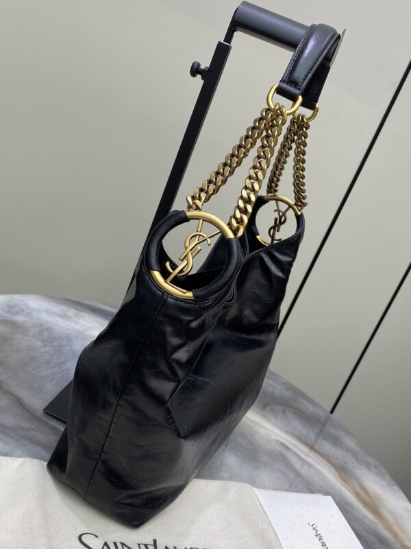 sy_no_22920A519A2D93E6F12D749A28921619_2 YSL Oil-Waxed Leather Chain Hobo Bag – Black & Gold