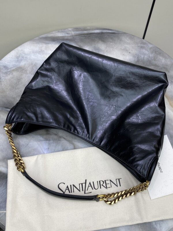 sy_no_22920A519A2D93E6F12D749A28921619_5 YSL Oil-Waxed Leather Chain Hobo Bag – Black & Gold