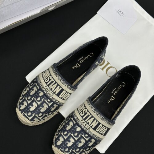 Dior Granville Espadrille Sneakers in Navy Blue Oblique