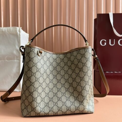 sy_no_23A0432E175D1F04960AA8DC07C1C1E2_0 GG Emblem Small Shoulder Bag – Beige & Dark Brown GG Coated Canvas