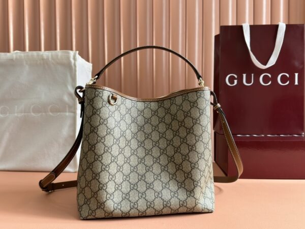 sy_no_23A0432E175D1F04960AA8DC07C1C1E2_0 GG Emblem Small Shoulder Bag – Beige & Dark Brown GG Coated Canvas