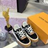 sy_no_247A454D5A4F2D7DDC823524A28E8222_4 Louis Vuitton LV Groovy Black Suede & Caramel Gum Sole Chunky Skate Sneakers