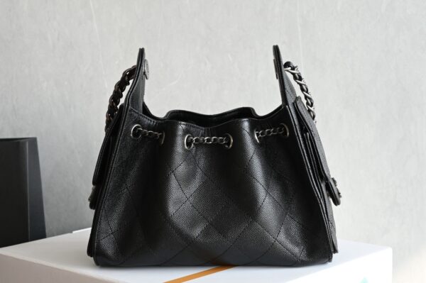 sy_no_2498FD848C1795C57D909FB466272D1E_1 Chanel Mini Hobo Shoulder Bag in Grained Calfskin with Leather-Interlaced Chain and Vintage Silver-Tone Hardware