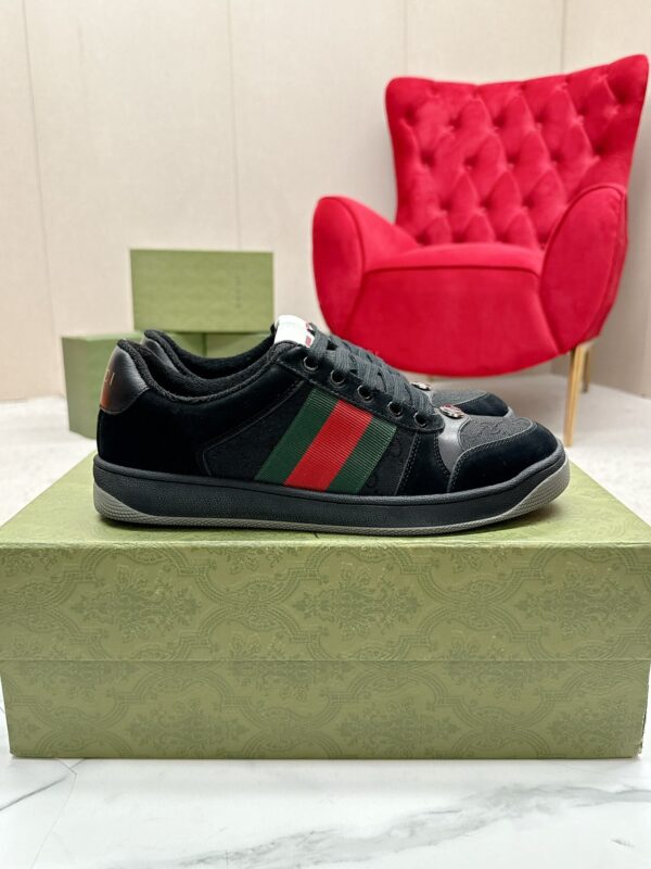 Gucci Screener Black Suede and GG Canvas Sneaker – Black / GG Monogram