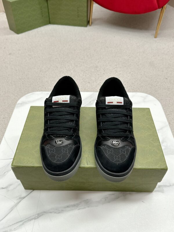 Gucci Screener Black Suede and GG Canvas Sneaker – Black / GG Monogram