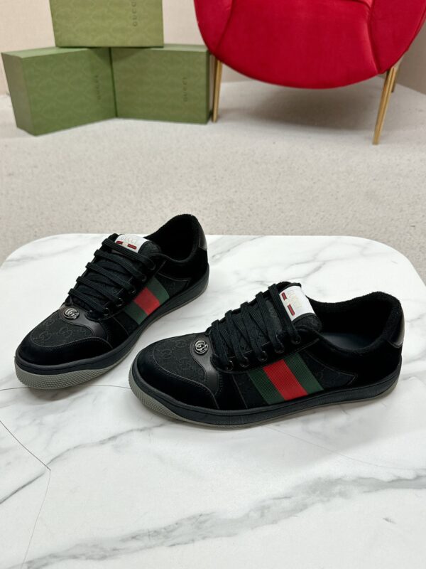Gucci Screener Black Suede and GG Canvas Sneaker – Black / GG Monogram