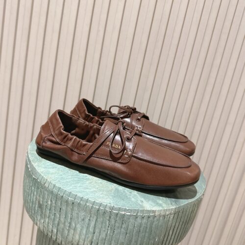 Brown & Dark Brown Nappa Leather Lace-Up Loafers
