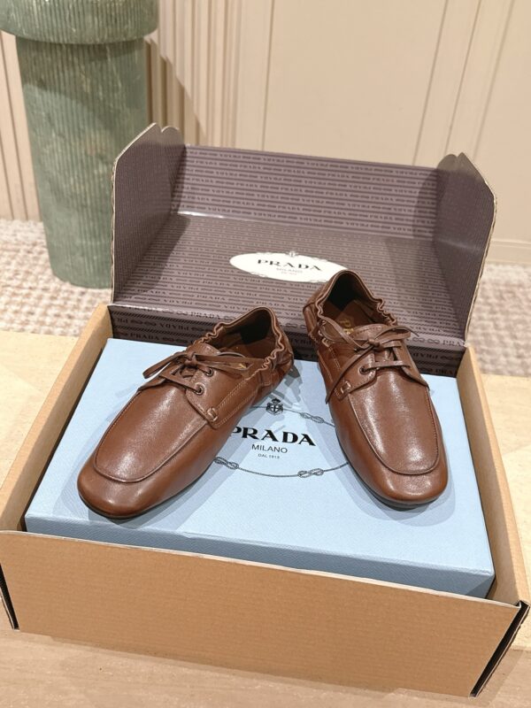 sy_no_253C4C796328B0ADA02560C37993BD30_3 Brown & Dark Brown Nappa Leather Lace-Up Loafers