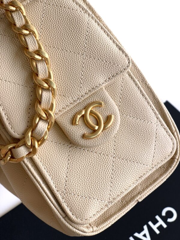 sy_no_2557665DF39923DA795BCBE2AE5E4E14_6 Chanel Mini Hobo Bag – Grained Calfskin (Caviar) with Large Buckle, Chain Strap, and Shoulder/Crossbody Design
