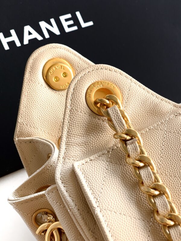 sy_no_2557665DF39923DA795BCBE2AE5E4E14_7 Chanel Mini Hobo Bag – Grained Calfskin (Caviar) with Large Buckle, Chain Strap, and Shoulder/Crossbody Design