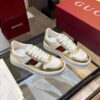 sy_no_25A976A8ED9A2DAAB966DB1A101651E2_5 Gucci Web & Metallic Gold Leather Platform Sneaker – White / Metallic Gold