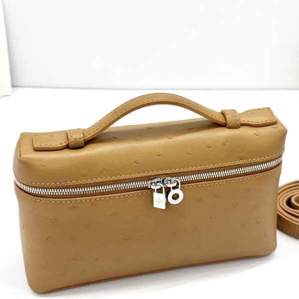 sy_no_260F803CD9C2335A53E87147019FBB83_4 L19 Ostrich-Embossed Calfskin Handbag / Kelly-Style Bag / Shoulder Bag – Golden Brown